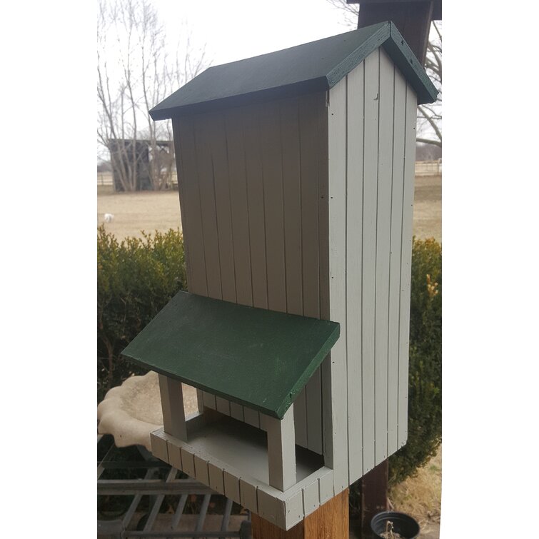 Birdhousesbymark Wood Pole Hopper Bird Feeder 