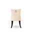 L'ensemble de salle à manger 7 pièces se compose d'une table et de 6 chaises de cuisine en tissu de polyester beige clair avec dossier capitonné à boutons - finition noire sablée.-1820037437