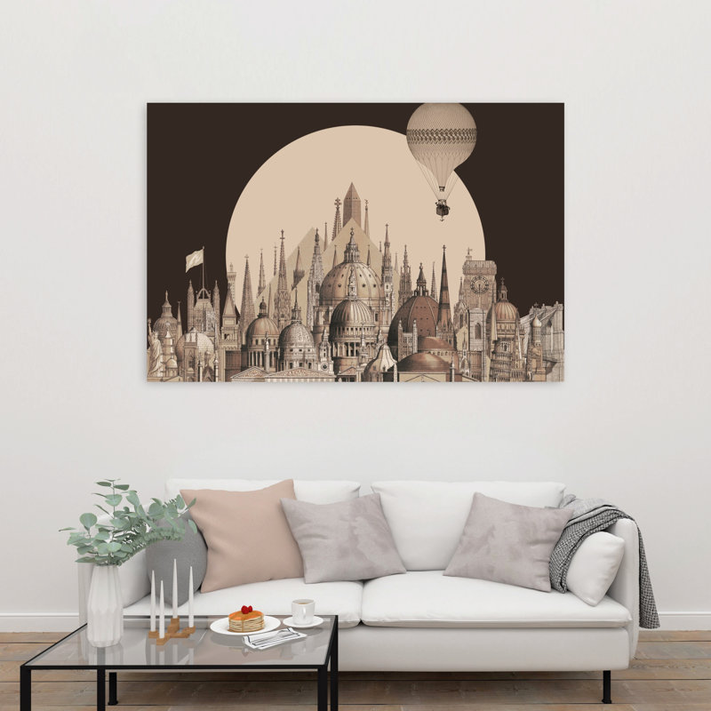 «Global Architectural Fantasy», art abstrait rétro, art mural de ville