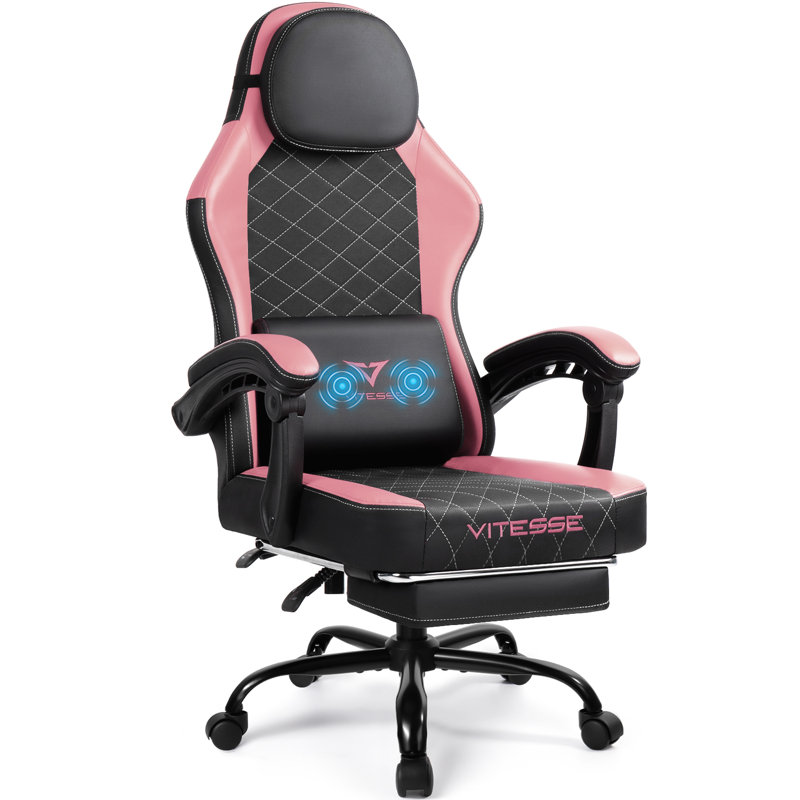 Fauteuil de jeu réglable et inclinable, Noir / rose