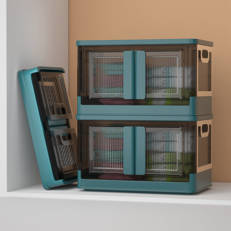 Michalyn 2 Clear Storage Bins with Lids Stackable Drawer 72L, Green