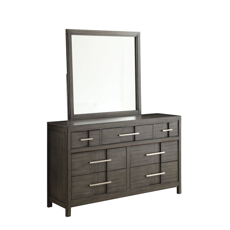 Commode 7 tiroirs Brooten, Gris