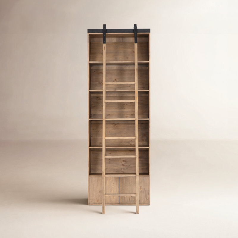 Bane Solid Wood Bookcase, Smoked Pine