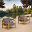 Ensemble de conversation pour l'extérieur - 2 fauteuils en bois d'acacia avec coussins intégrés - Design résistant aux intempéries-322771455
