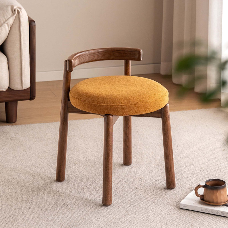 Tabouret de maquillage en bois massif, Jaune, Boucle