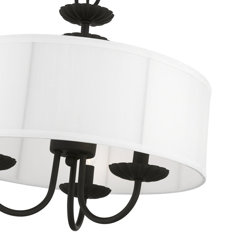 Lampert 3-Light Dimmable Drum Chandelier with Fabric Shade , Black