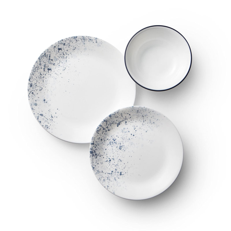 Indigo Speckle Glossy Glass 18-Piece Dinnerware Set