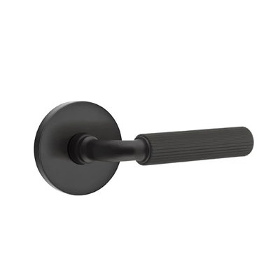 Emtek Select Passage Interior Mortise w/ Disk Rosette & R-Bar Stem, Straight Knurled Lever