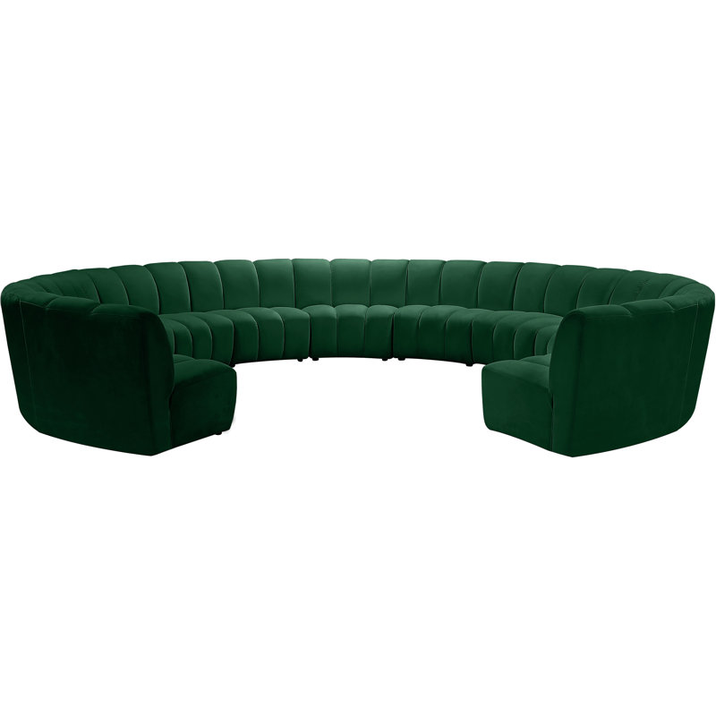 Canapé modulaire en velours Infinity, Velours vert, 11 pièces