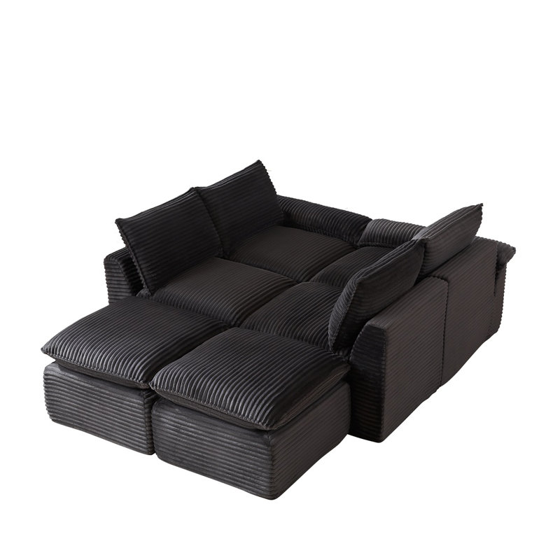 Ensemble de canapé modulaire en velours côtelé Modern, Gris foncé