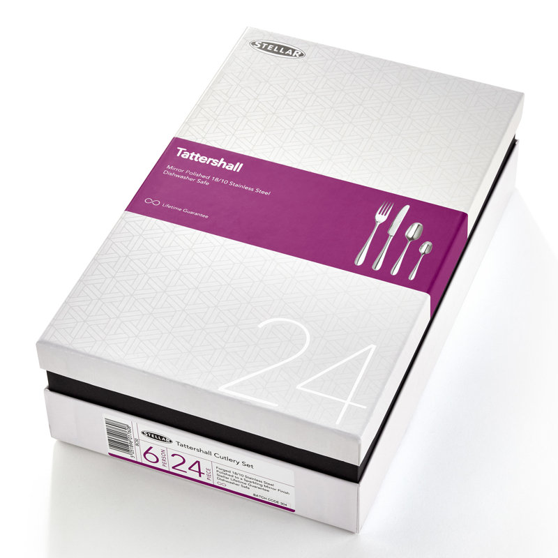 Stellar 24 Piece 18/10 Stainless Steel Cutlery Set. Table settings for 6, Tattershall Design