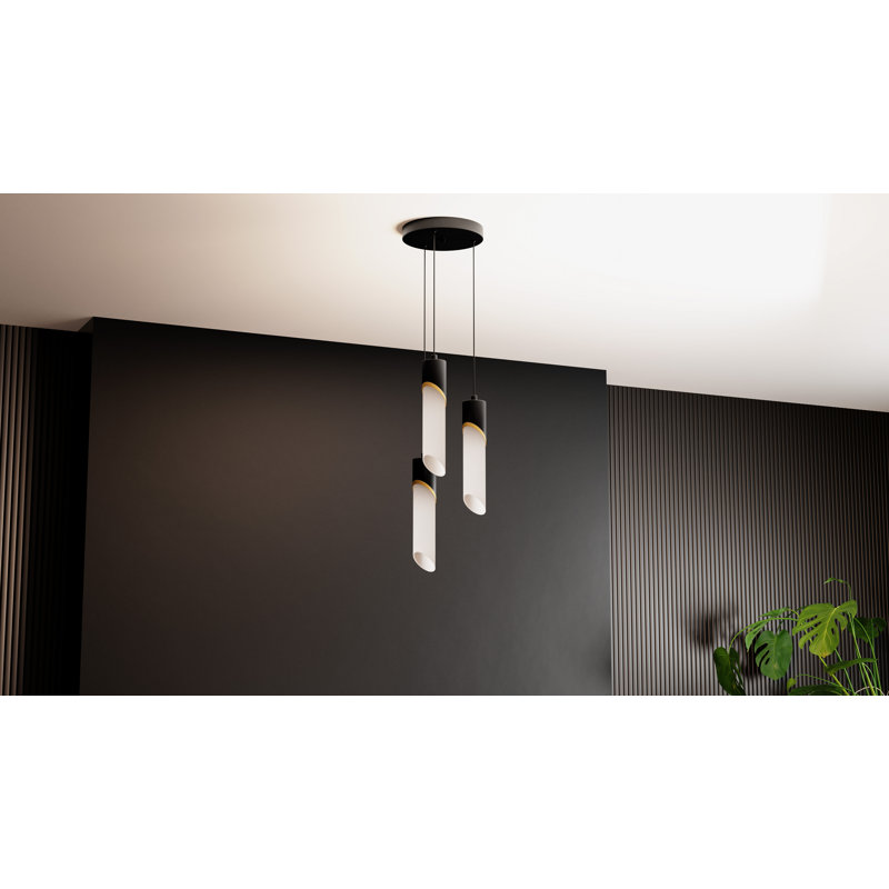 Luminaire suspendu intégré 3 lumières DEL noir mat Alys