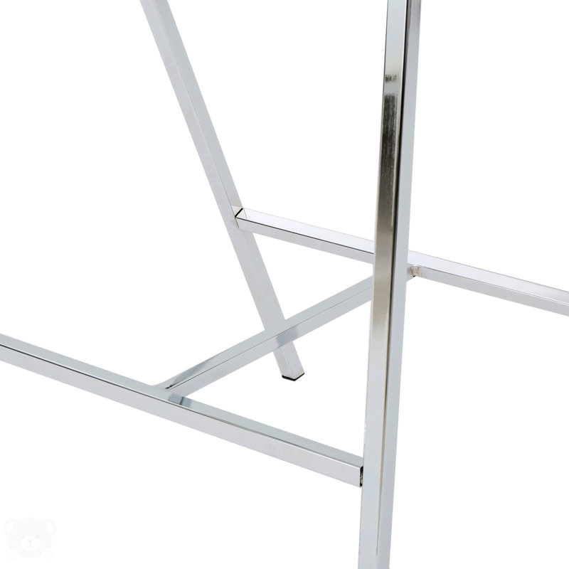 Tabouret de bar moderne Dorton, Cuir blanc / cadre argenté, 2
