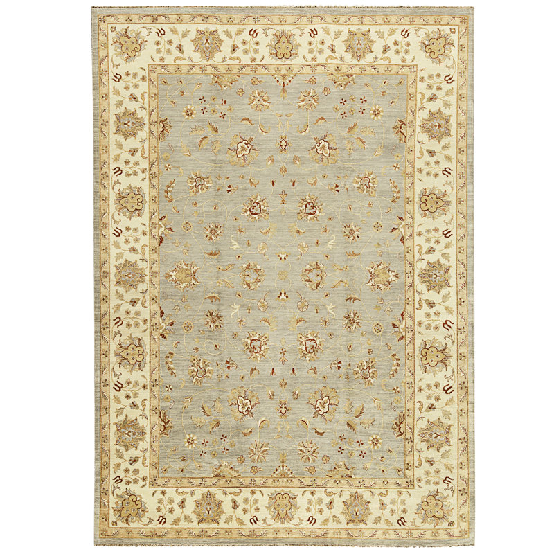 Hand Knotted Area Rug in Light Green