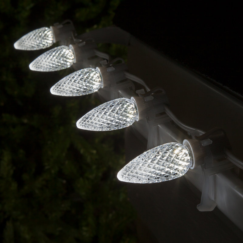 25 Light OptiCore LED White Wire Shatterproof String Lights, Cool White