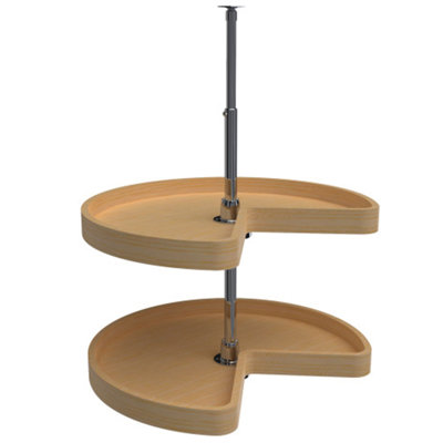 Rev-A-Shelf 2-Shelf Wood Kidney-Shaped Lazy Susan Organizer for Corner Base Kitchen Cabinets 