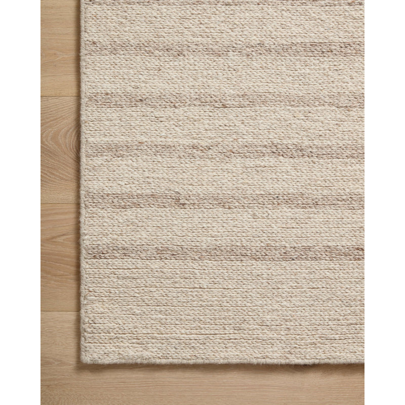 Hand-Tufted Beige Wool Rectangular Accent Rug