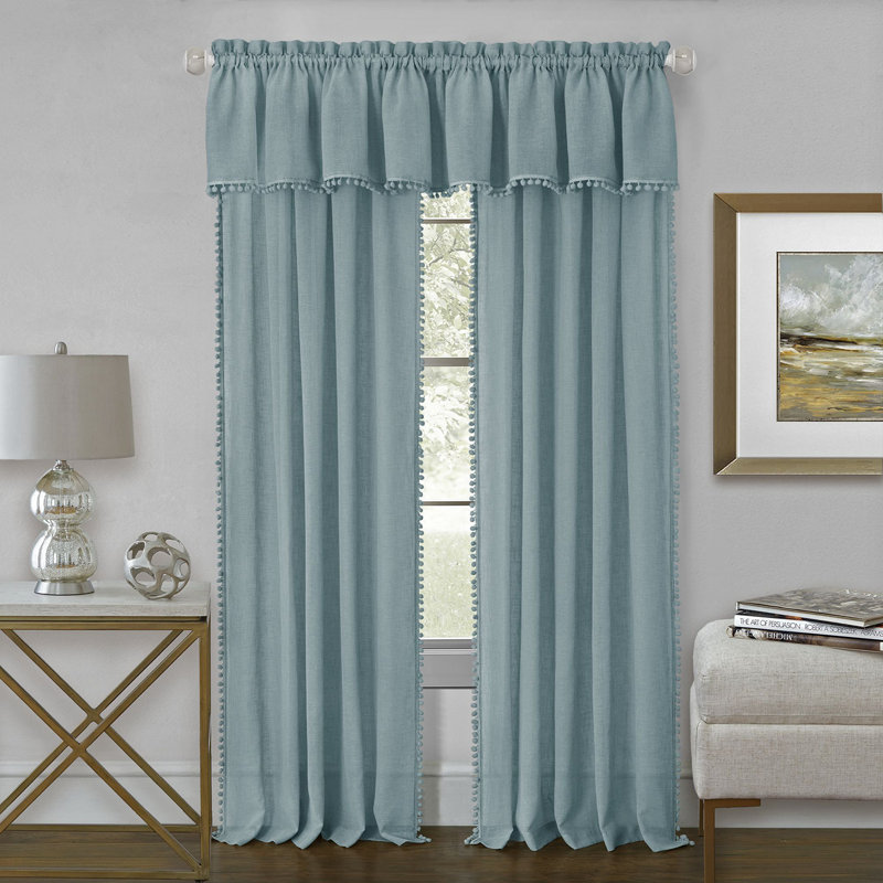Paire de rideaux semi-transparents avec passe-tringle, l 52 po x L 84 po, Aigue-marine