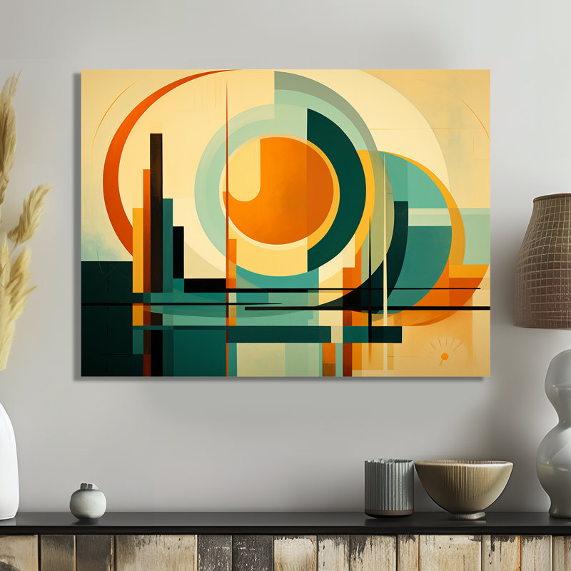 Décoration murale rétro rétro moderne pleine lune II - Mid-Century, Pas de métal encadré, H 34 po x l 44 po x P 1,5 po