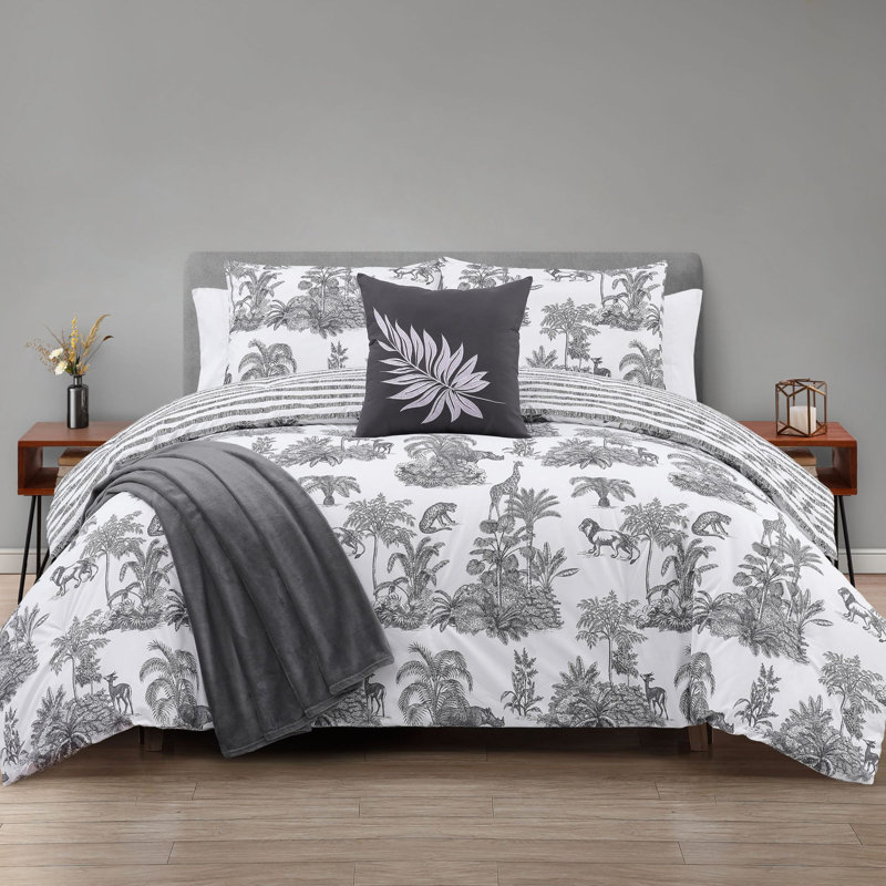 Ensemble d'édredon 5 pièces Toile Safari, Grand lit