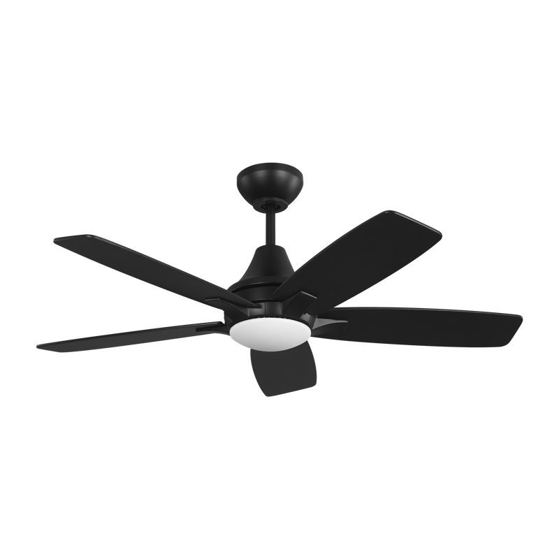 Lowden 44-inch indoor LED fan with American Walnut reversible blades with light kit included, Midnight Black