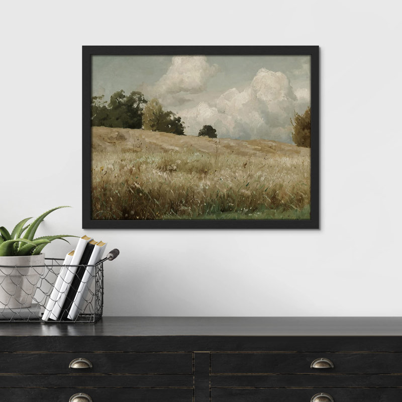 "Paysage champêtre rétro" sur papier, H 12 po x l 16 po, Noir, noir, noir, noir