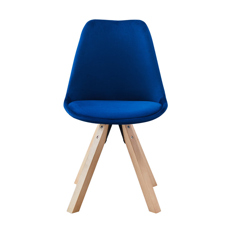 Chaise d'appoint rembourrée et revêtue de velours, Bleu