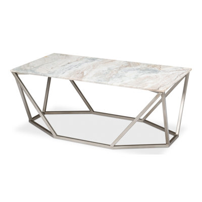 Table basse trapézoïdale, plateau en marbre