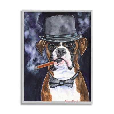 " Sophisticated Boxer Dog Top Hat Pet " Graphic Art Print
