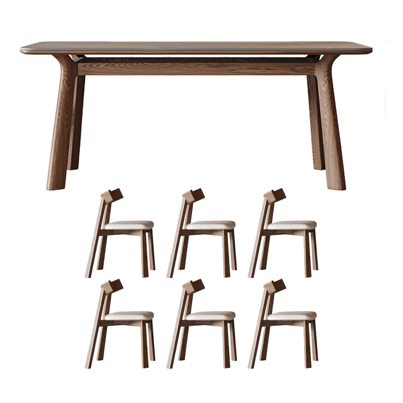 Matte Rock Slab Dining Table, 29.52"H x 55.11"L x 31.49"W 