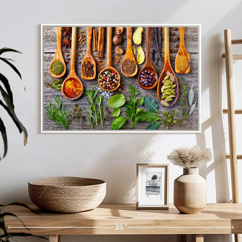 Herbes et épices, Cadre flottant blanc, 25 po x 17 po