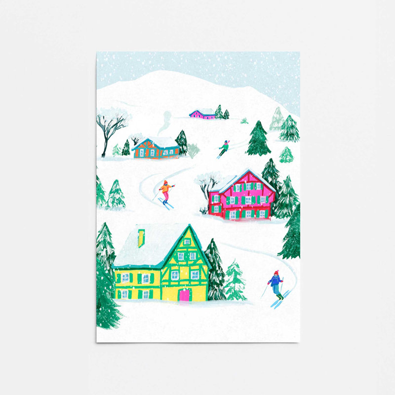 Vibrant Winter Village I Print dans un cadre, Sans cadre, papier, H 36 po x l 24 po