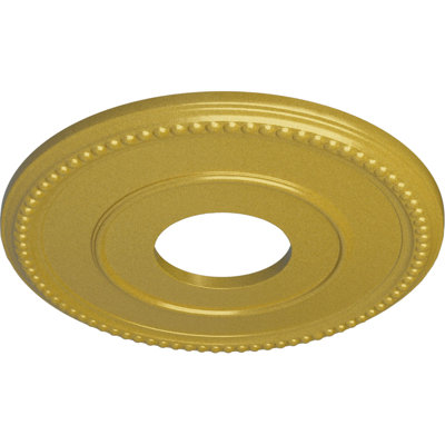 Endurathane Bradford Ceiling Medallion, 12 1/2"OD x 3 7/8"ID x 3/4"P (Fits Canopies up to 6 5/8"), Hand-Painted Rich Gold Finish