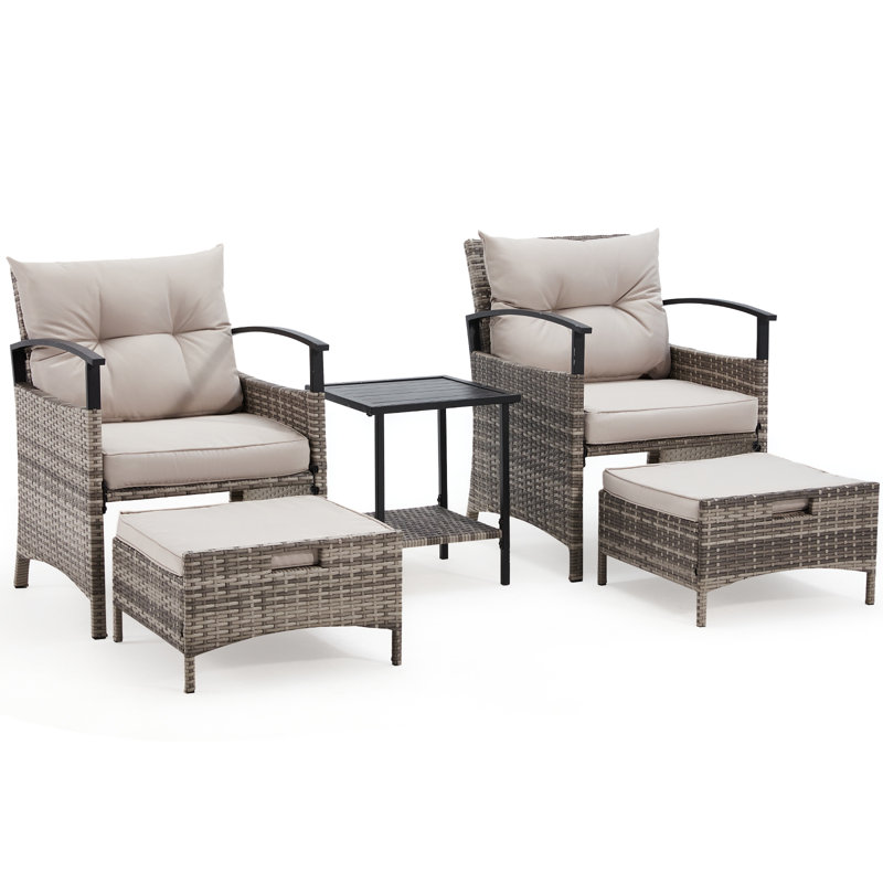 Ensemble de conversation d'extérieur pour 2 personnes avec coussins Rashaan, Light Grey