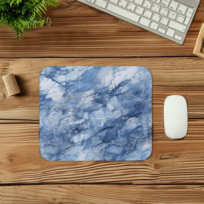 Abstract Blue Marble Geode I Modern Gaming Cute Office Laptop Desk Pad Gift Mat Square Rectangle Non-Slip Mousepad