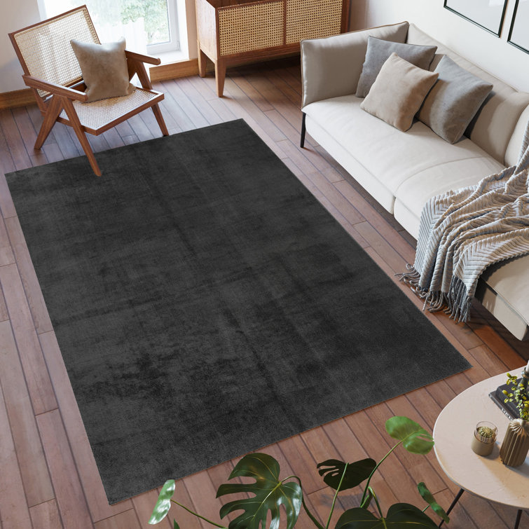 Gertmenian Cadence Tonee Carcoal Grey Solid Colour Plush Polyester Shag Indoor Area Rug