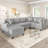 U-Shaped Sectional Sofa With Built-In Cup Holders, Storage Space And USB Ports-500272839