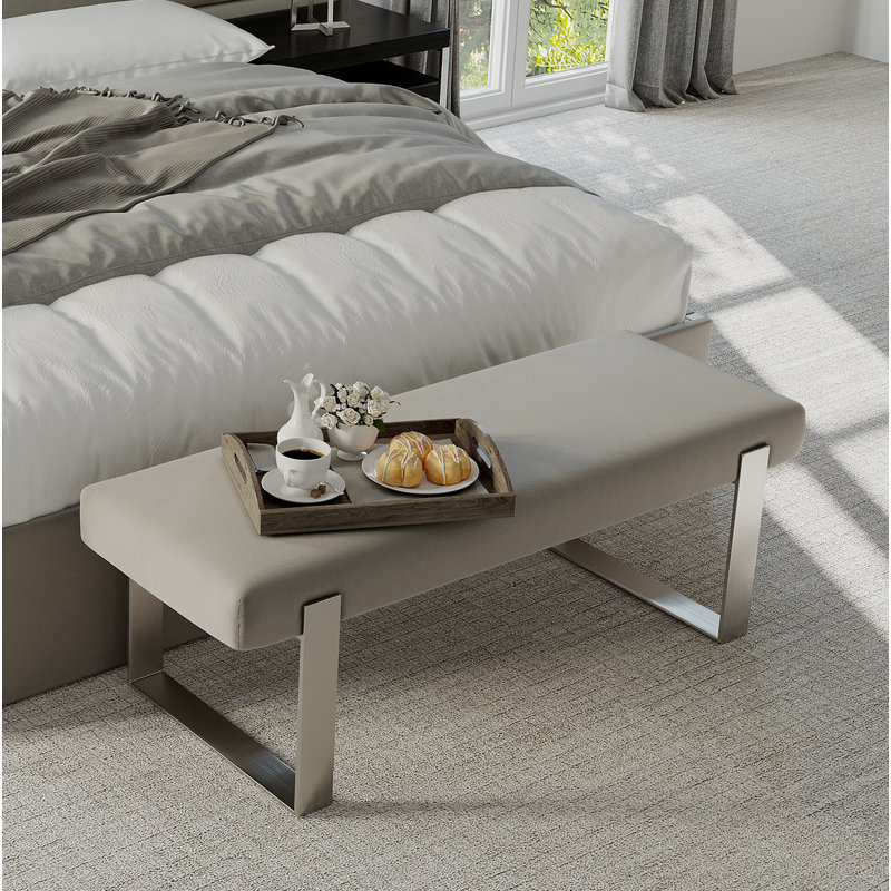 Banc rembourré Sapan, Velours, Tempête de sable