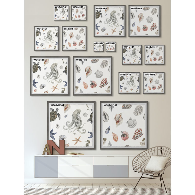 Thrapst Sea Animals by Marmont Hill - 2 Piece Single Picture Frame Painting Set, 61cm H x 122cm W x 3.81cm D