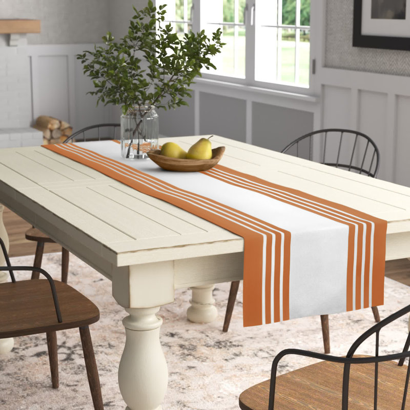 Doster Table Runner, Orange, 72" x 16", Striped 3