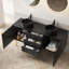Meuble-lavabo de 60 po avec contreplaqué autoportant, 4 pieds dorés, 2 lavabos en pierre noire, comptoir fritté, pré-assemblé, noir, longue durée et fonction élégante d'aspect
