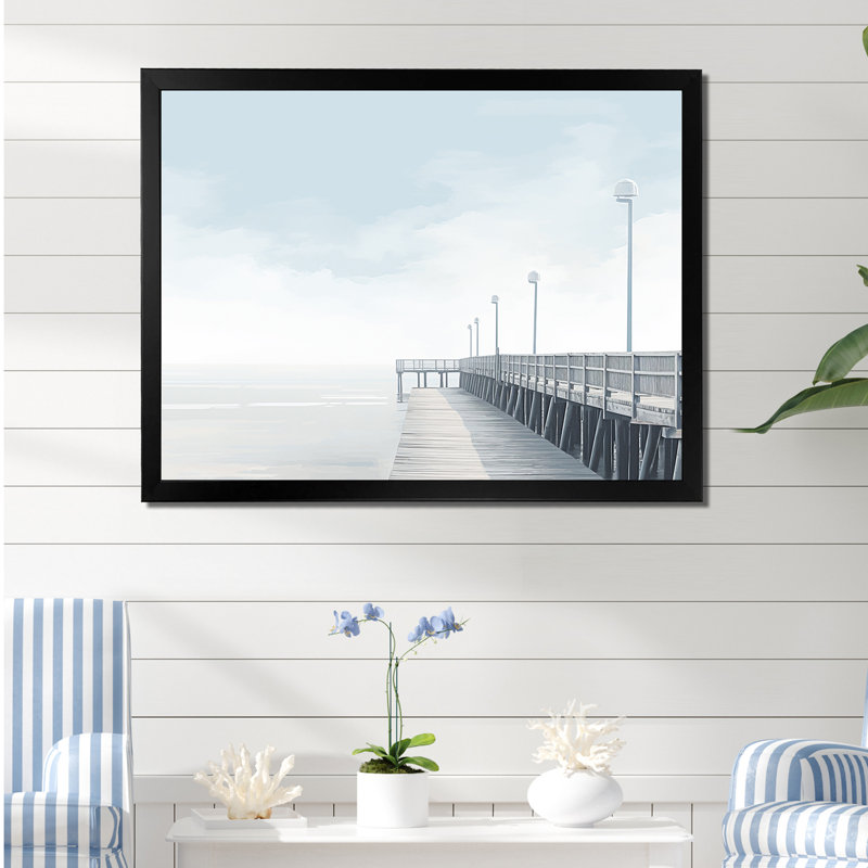 Rathbone - plage et océan, art mural sur toile, Cadre simple noir, H 30 po x l 40 po x P 1,5 po