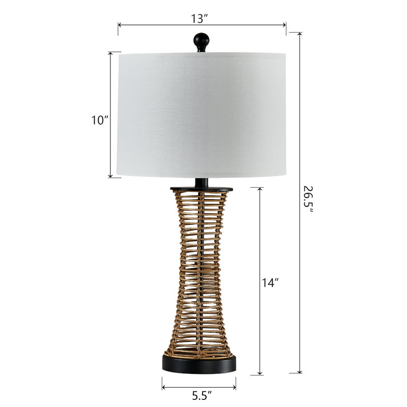 26.5'' Wicker Traditional Table Lamp With Usb