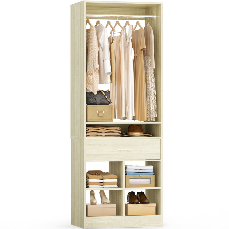 Système d'organisation sur pied l 24,4 po avec tiroir, Bois blanc