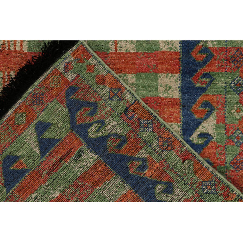 Burano Hand Knotted Wool Geometric Area Rug, Rectangle 6' x 8'