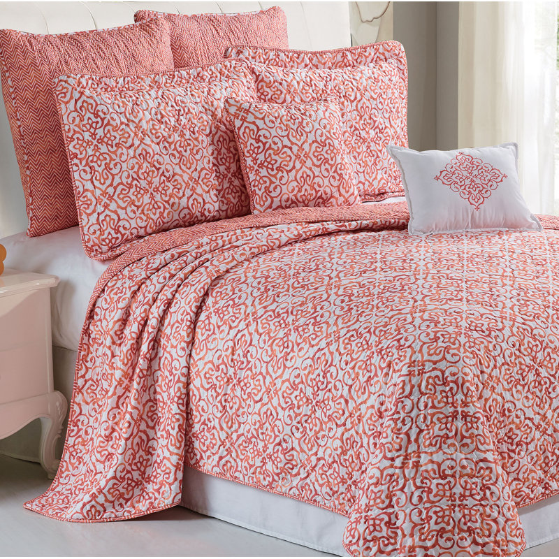 7 Piece Revington Printed Microfiber Quilts Set, Queen