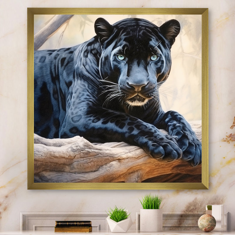 Panther's Gaze III - imprimé, H 30 po x l 30 po x P 1 po, Cadre doré à une seule photo