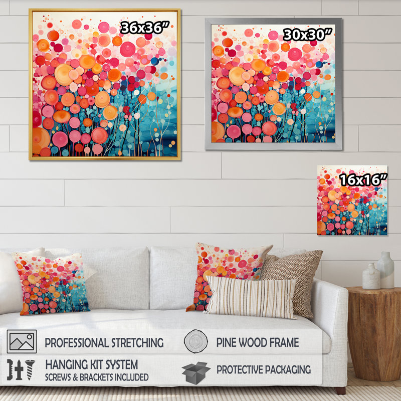 Coral Oasis II - Abstract Landscape Canvas Art Print, H 24 po x l 24 po x P 1 po, Cadre flottant noir