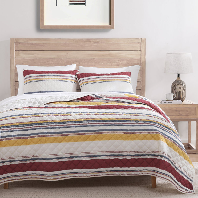 Ensemble de courtepointe Mystic Stripe, Rouge, Courtepointe très grand et 2 très grandes taies 