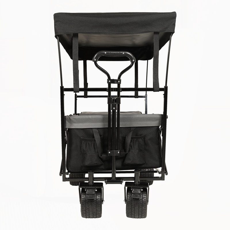 Wagon pliable avec auvent, Noir